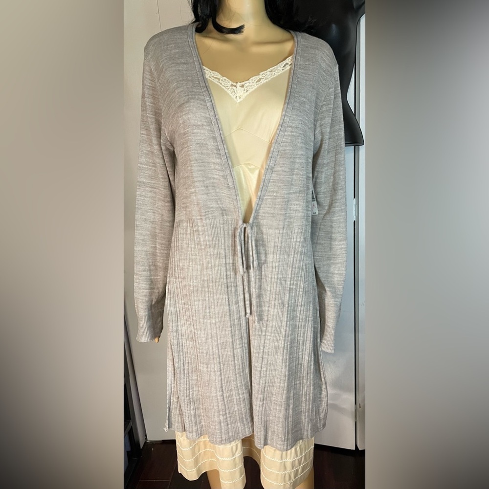 NWT New Directions Long Sleeves Open Front Cardigan Grayish Tan size Large